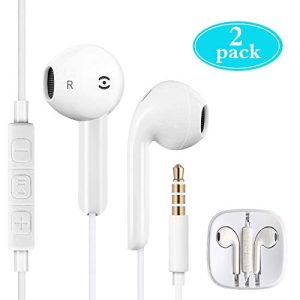 In Ear Auricolari con Microfono,2 Pack Cavo Auricolari Stereo per Tutto 3.5 m Universale Android Smartphone,Tablet ecc
