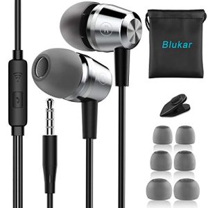 Blukar Auricolari, Ear Cuffie Auricolari Stereo in Metallo con Microfono