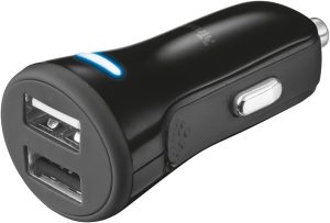 Caricabatteria Da Auto Trust Fast Charging Usb-A+A 3.0 30w Black 23562