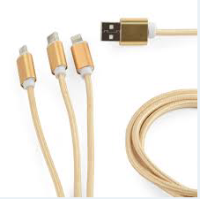Cavo Ricarica Usb 2.0 Per Smartphone 3 In 1 Techmade Cc-Usb2-Am31-1mg Gold