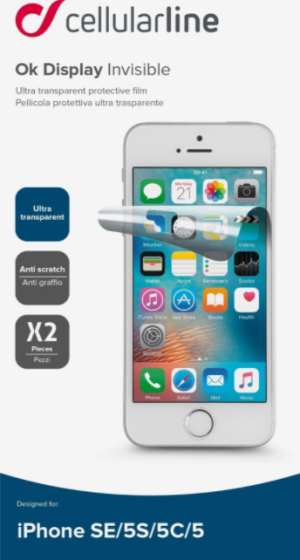PELLICOLA PER APPLE IPHONE 5 PROTETTIVA CELLULAR LINE SPIPHONE5 CLEAR