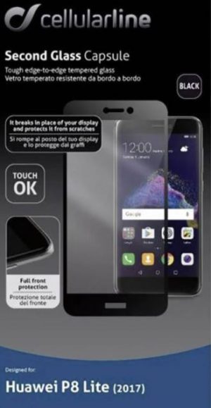 VETRO PER HUAWEI P8 LITE 2017 ANTIURTO CELLULAR LINE TEMPGCABP8L170K NERO