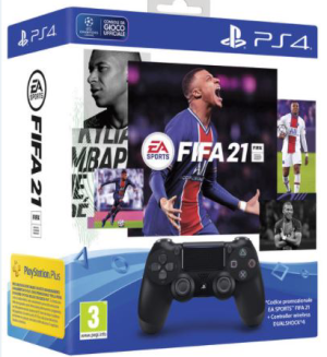 GAMEPAD PS4 SONY WIRELESS DUAL SHOCK V2 BLACK 9870050 + PS4 GIOCO FIFA 21