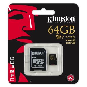 MEMORY CARD MICRO SD/TRANSFLASH 64GB KINGSTON CLASSE 10 SDCA10/64GB