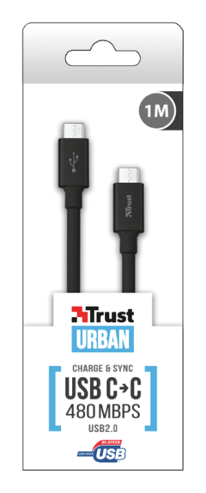 CAVO DATI/CARICA PER SMARTPHONE TRUST USB-C TO USB-C 480MBPS 1MT 21595