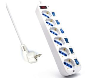 MULTIPRESA 6 PRESE CON INTERRUTTORI INDIVIDUALI EWENT EW3932 BIANCA