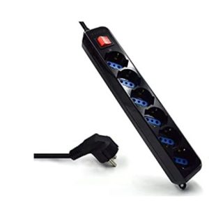 MULTIPRESA 6 PRESE CON PROTEZIONI E SPINA SCHUKO EWENT EW3924 NERA