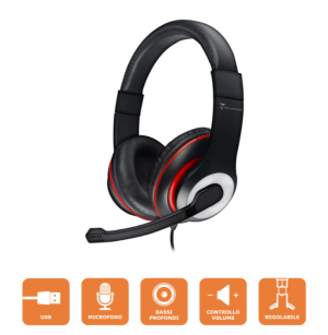 CUFFIE + MICROFONO USB TECHMADE TM-SW799-USB BLACK