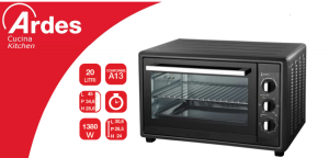 FORNO ELETTRICO VENTILATO 20LT ARDES CON ACCESSORI GUSTAVO 6220B NERO
