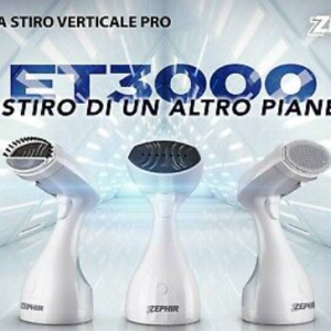 FERRO DA STIRO VERTICALE PER INDUMENTI ZEPHIR A CARICA CONTINUA BIANCO ET3000