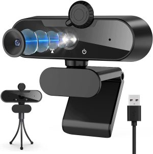 Webcam PC, Full HD 1080p Webcam per PC con Microfono, Webcam con Privacy e Treppiede
