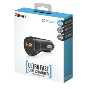 CARICABATTERIA DA AUTO TRUST FAST CHARGING USB-A 3.0 18W BLACK 21819