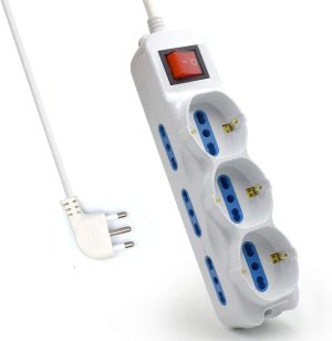 Multipresa 9 Prese Con Protezioni E Spina Ita - 6 Ita - 3 Ita+Schuko Ewent Ew3928 Bianco
