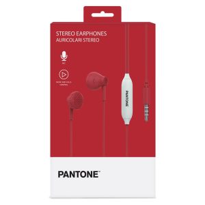 Auricolari + Microfono 3,5mm Pantone Stereo Ear 3.5mm Wired Earphone Red Pt-Wde001r1