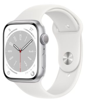 SMARTWATCH APPLE WATCH SERIES 8 45MM GPS ALLUMINIO ARGENTO CON CINTURINO SPORT BIANCO EU MP6N3GK/A
