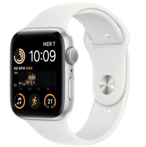 SMARTWATCH APPLE WATCH SE 2 44MM GPS ALLUMINIO ARGENTO CON CINTURINO SPORT BIANCO EU MNK23WB/A
