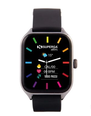 SMARTWATCH SUPERGA SWT-STC004 DARK GRAY CON CINTURINI IN SILICONE NERO/BLU
