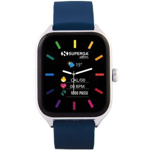 Smartwatch Superga Swt-Stc010 Dark Gray Con Cinturini In Silicone Nero/Blu