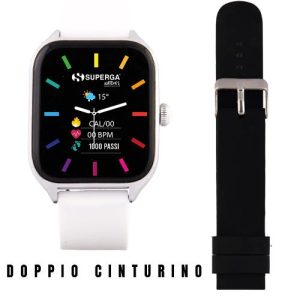 SMARTWATCH SUPERGA SWT-STC011 SILVER CON CINTURINI IN SILICONE BIANCO/NERO