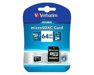 MEMORY CARD MICRO SD/TRANSFLASH 64GB VERBATIM CLASSE 10 44084