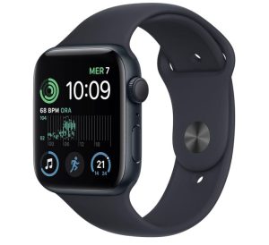 SMARTWATCH APPLE WATCH SE 2 44MM GPS ALLUMINIO MEZZANOTTE CON CINTURINO SPORT MEZZANOTTE M/L MXEK3QF/A