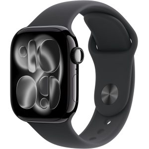 Apple Watch Series 11 GPS, Cassa 42 mm in alluminio Jet Black con Cinturino Sport nero - S/M