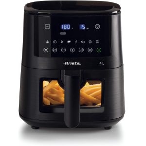 Ariete 4633 Friggitrice ad aria 4L, 1400W, Capacità 4L, 9 programmi, Funzione Shake e Grill, Temperatura fino a 200°C, Nero