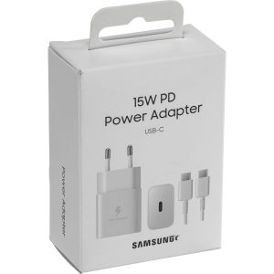 CARICABATTERIA DA RETE SAMSUNG SUPER FAST CHARGING 15W USB-C EP-T1510XWEGEU + CAVO TYPE-C WHITE