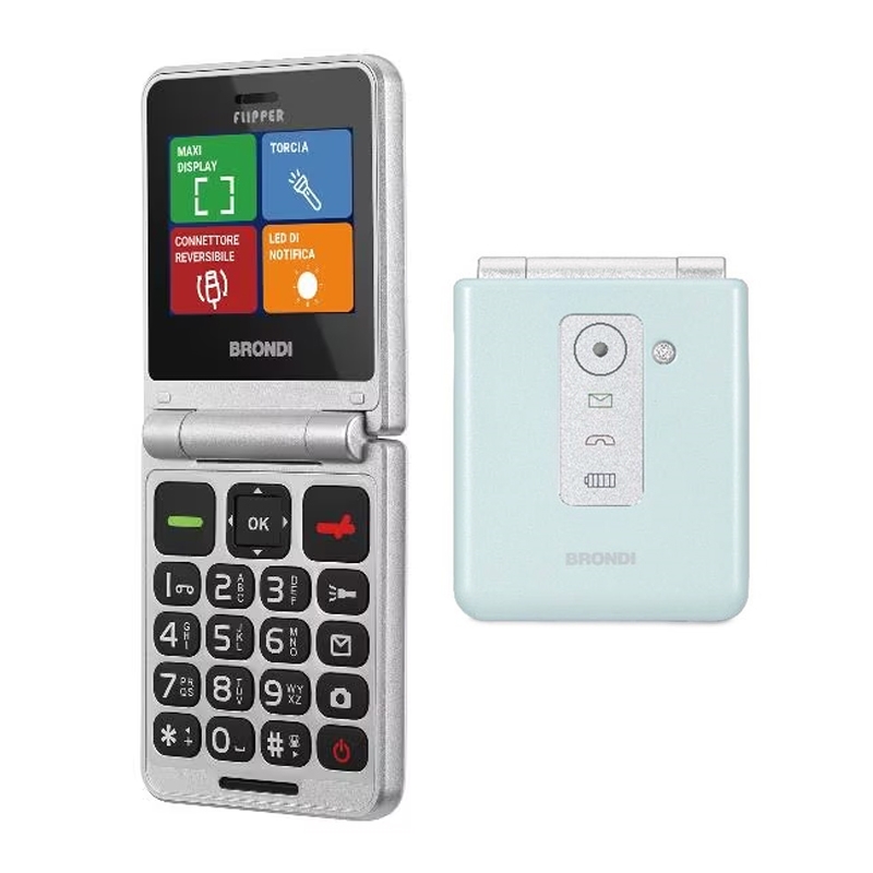 CELLULARE BRONDI FLIPPER DUOS VERDE ACQUA METAL ITALIA