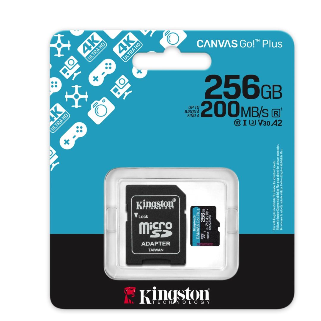 MEMORY CARD MICRO SD/TRANSFLASH 256GB KINGSTON CANVAS GO PLUS CLASSE 10 SDCG4/256GB