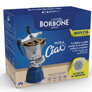 MACCHINA DA CAFFE' BORBONE MOKACIAO SILVER/BLUE 15 CIALDE OMAGGIO