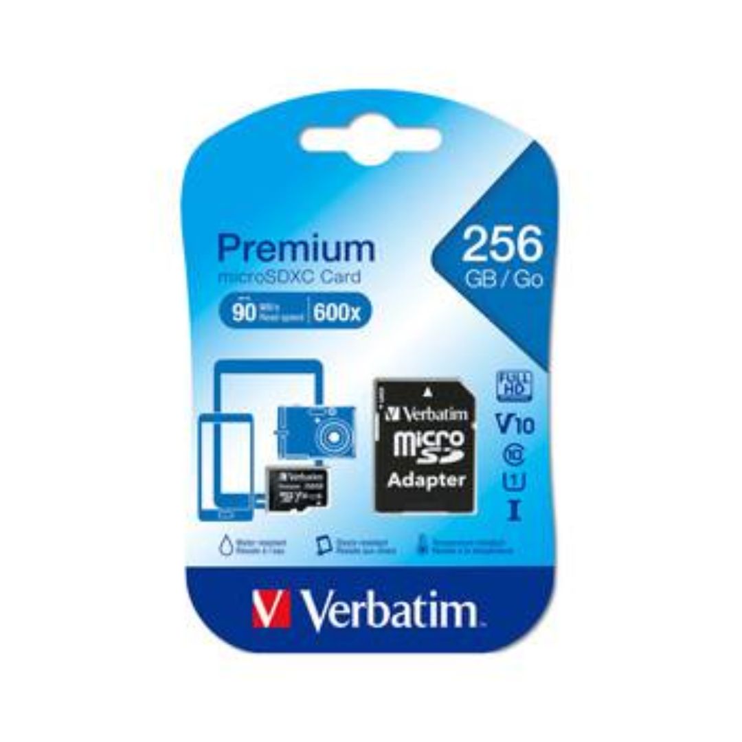 MEMORY CARD MICRO SD/TRANSFLASH 256GB VERBATIM CLASSE 10 44087