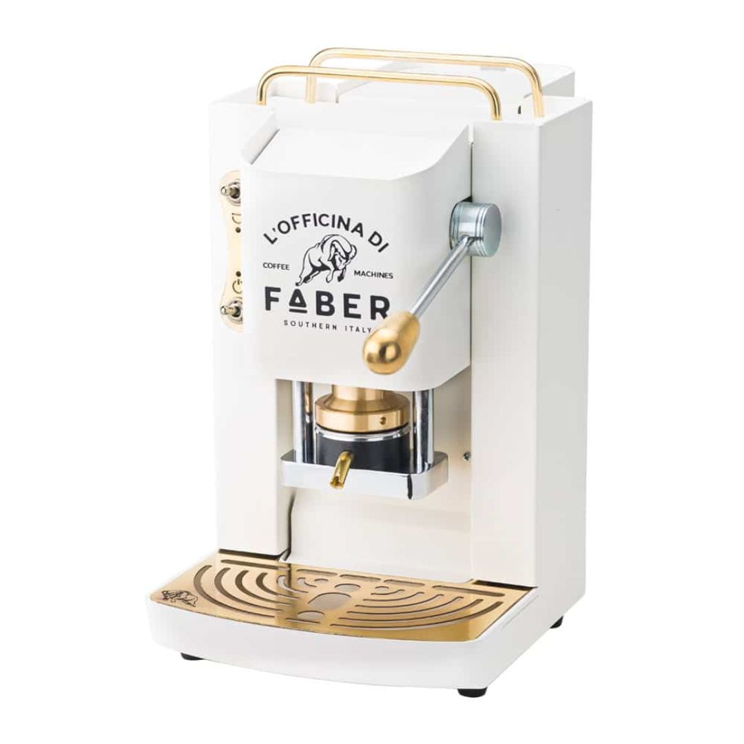 MACCHINA DA CAFFE' FABER PRO DELUXE PROWHITEBASOTT PRESSACIALDA IN OTTONE WHITE