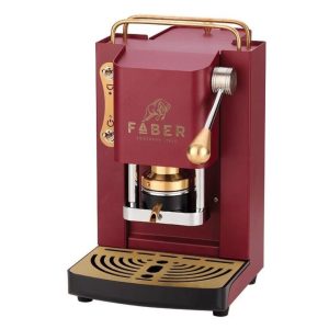 MACCHINA DA CAFFE' FABER PRO DELUXE PROWHITEBASOTT PROCHERRYBASOTT IN OTTONE CHERRY RED