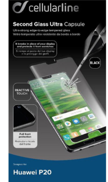 VETRO PER HUAWEI P20 ANTIURTO CELLULAR LINE TEMPGCAPP20K BLACK