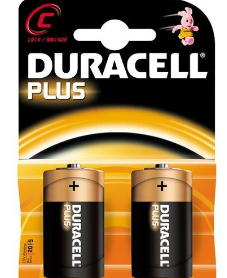 BATTERIA C MEZZA TORCIA ALCALINA 2PZ DURACELL PLUS MN1400