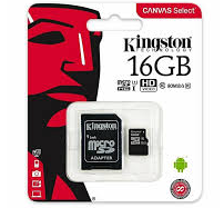 MEMORY CARD MICRO SD/TRANSFLASH 16GB KINGSTON CLASSE 10 SDCS2/16GB