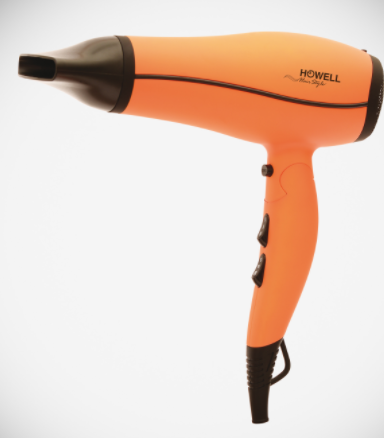 ASCIUGACAPELLI PROFESSIONALE HOWELL CON DIFFUSORE 2400W HP2400PRO ARANCIONE