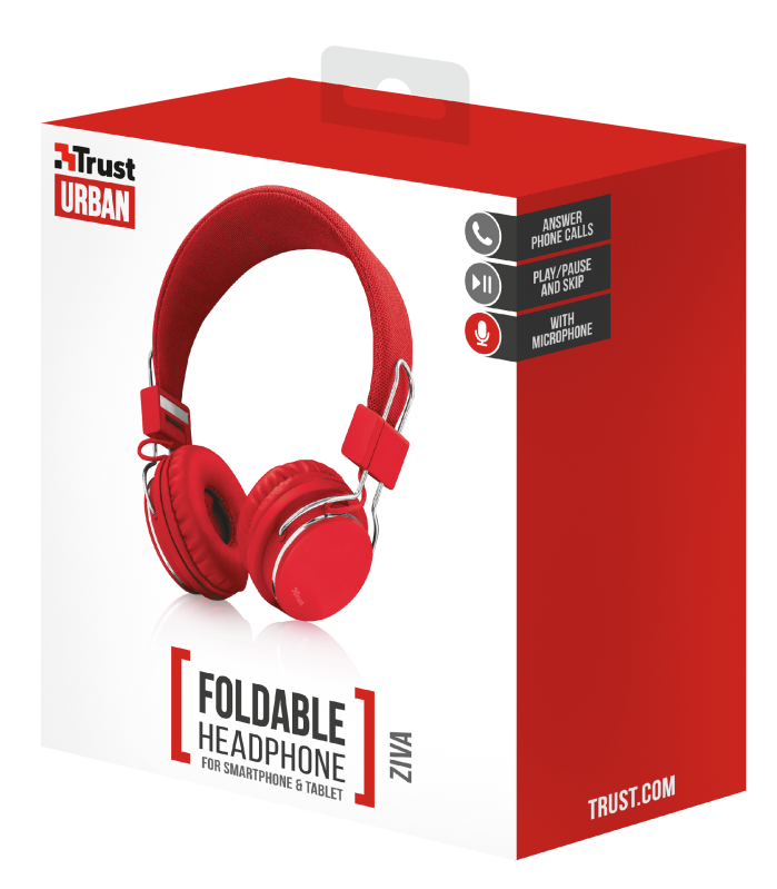 CUFFIE + MICROFONO 3.5MM TRUST ZIVA RED 21822