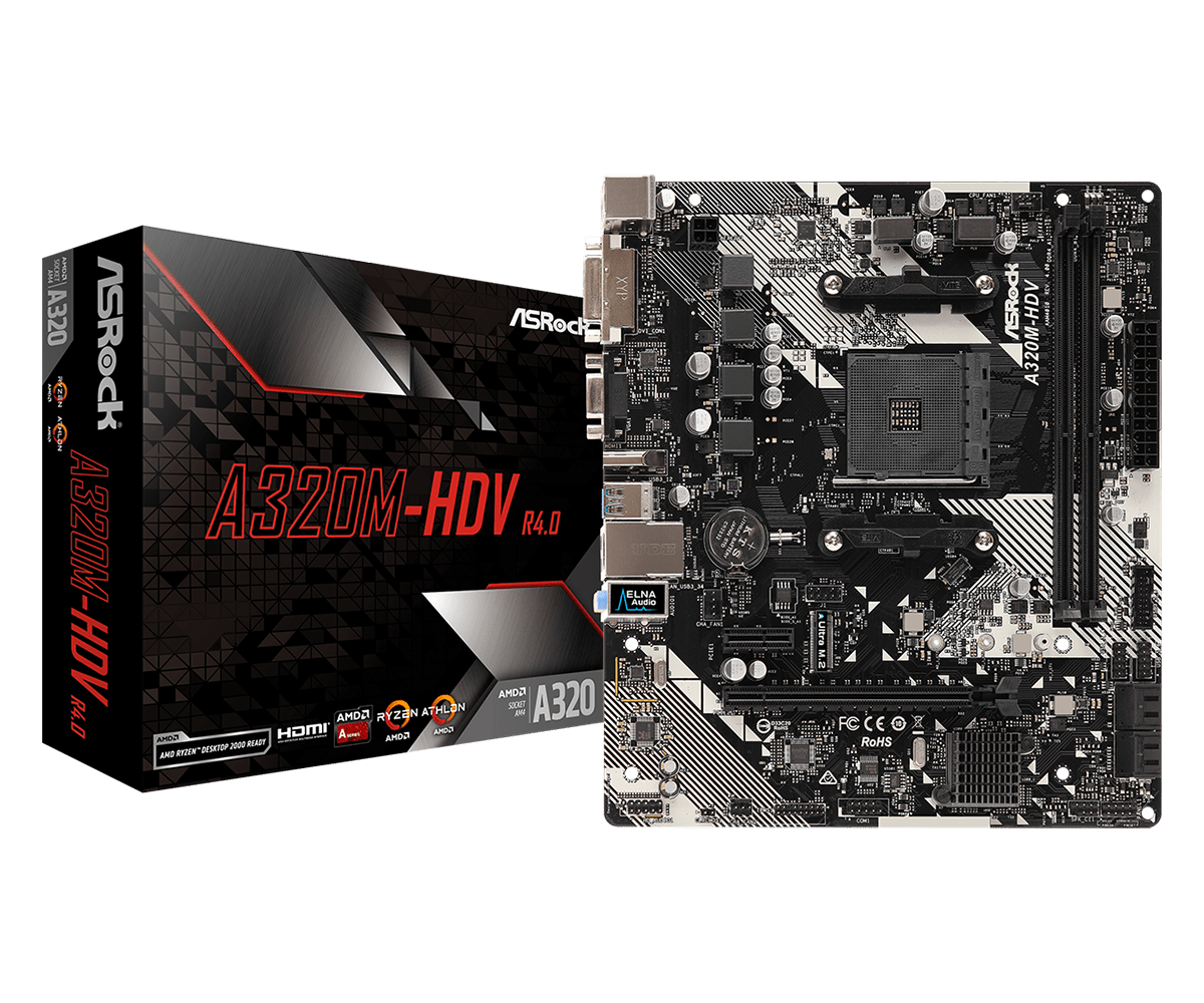 MAINBOARD AM4 ASROCK A320M-HDV R4.0 90-MXB9L0-A0UAYZ
