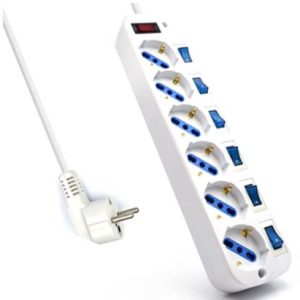 MULTIPRESA 6 PRESE CON INTERRUTTORI INDIVIDUALI EWENT EW3932 BIANCA