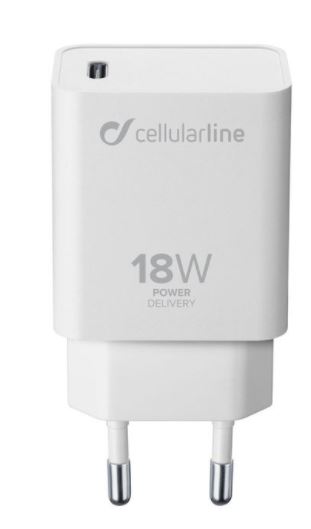 CARICABATTERIA DA RETE FAST CHARGE 18W USB-C CELLULAR LINE ACHIPHUSBCPD18WW WHITE