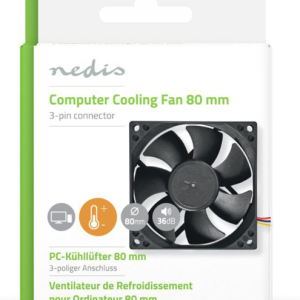 VENTOLA CASE 8CM 3 PIN NEDIS DCFAN8025BK