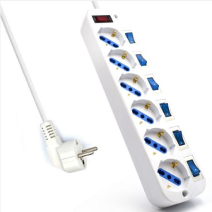 MULTIPRESA 6 PRESE CON PROTEZIONI E SPINA SCHUKO EWENT EW3932-3M BIANCA