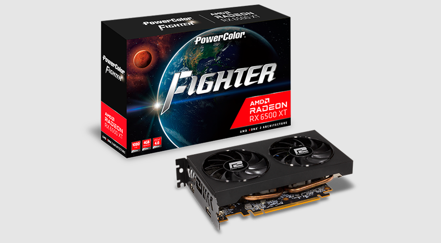 VGA PCI-E POWERCOLOR RADEON RX6500XT 4GB GDDR6 AXRX 6500XT 4GBD6-DH/OC