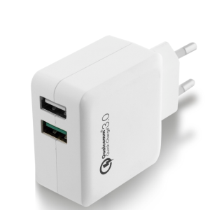 CARICABATTERIA DA RETE 2 PORTE USB UNIVERSALE EWENT QC 3.0 EW1233