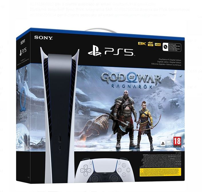 CONSOLE PS5 DIGITAL EDITION 825GB SONY WHITE + GOD OF WAR: RAGNAROK EU 711719452096