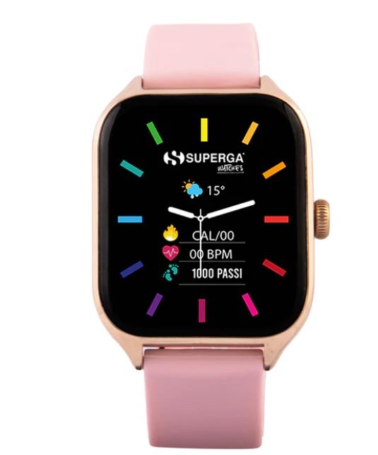 SMARTWATCH SUPERGA SWT-STC007 GOLD CON CINTURINI IN SILICONE ROSA/NERO