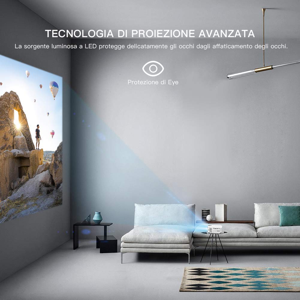 Proiettore APEMAN 4000 Lumen Mini Videoproiettore Portatile Compatibile 1080P - immagine 7