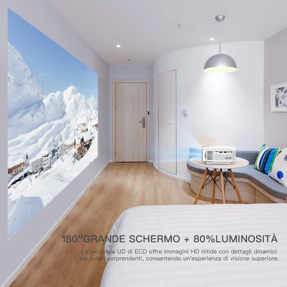 Proiettore APEMAN 4000 Lumen Mini Videoproiettore Portatile Compatibile 1080P - immagine 9